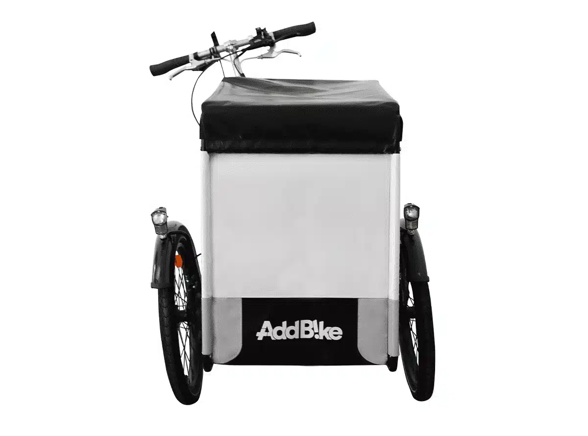 vélo cargo triporteur_Vue de face avec pendulaire