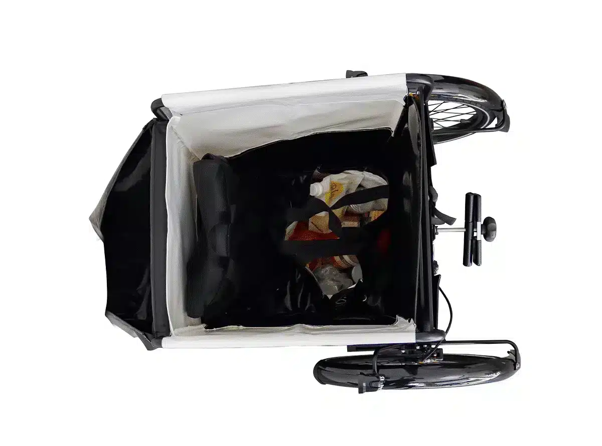 vélo cargo triporteur_Vue d'en haut couvercle ouvert