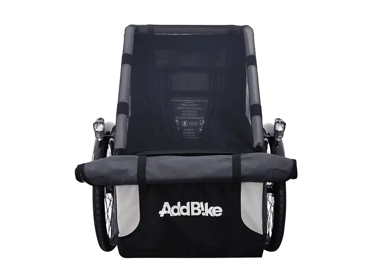 Vélo transport enfant_Vue de face module seul avec pare-soleil