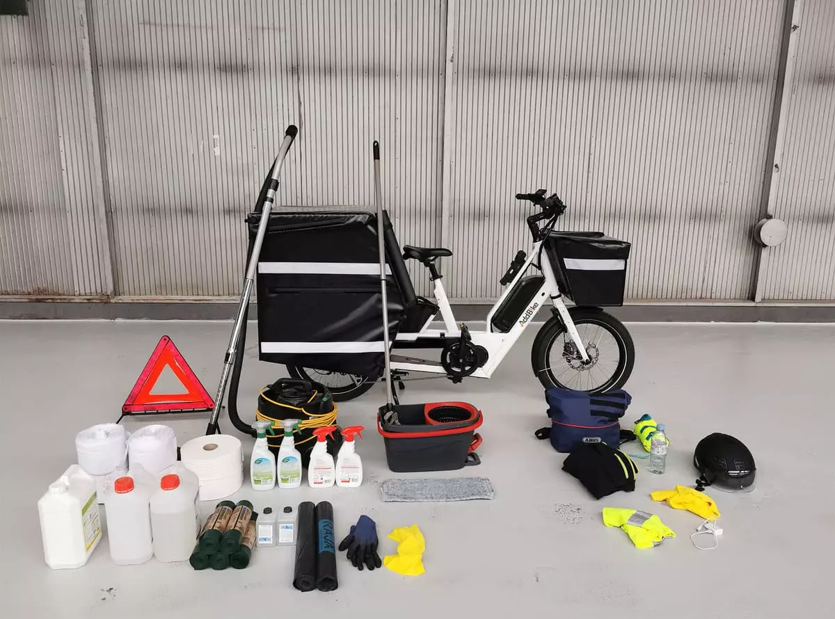 Vélo cargo professionnel produits ménagers