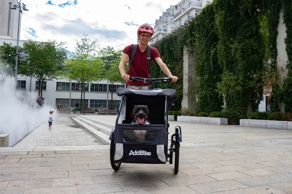 Fahrradtour mit Kindern und Hund im Kit Dog