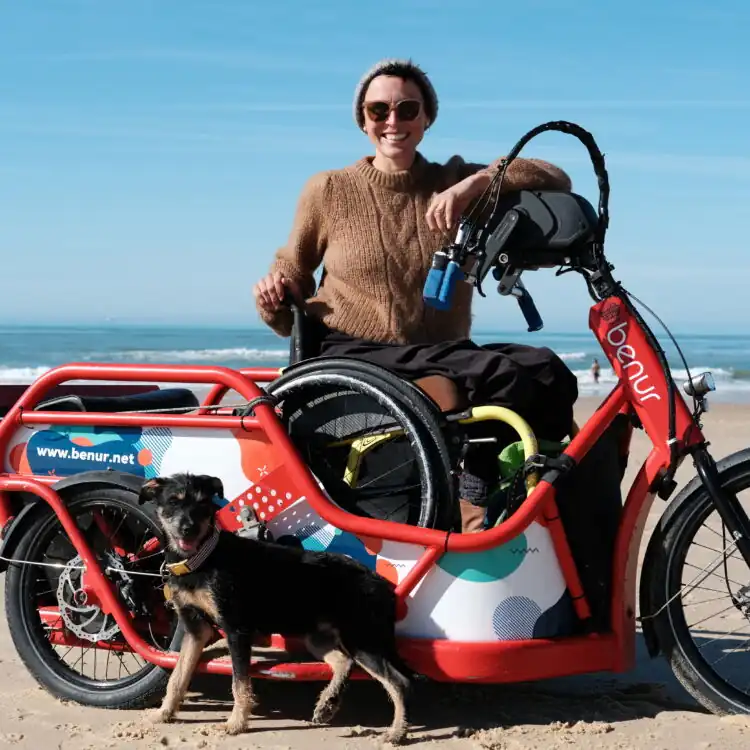 Disabled tricycles adults woman with wheelchair riding Benur bike