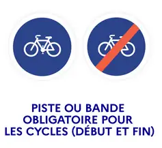 Panneau piste ou bande cycliste obligatoire pour triporteur velo